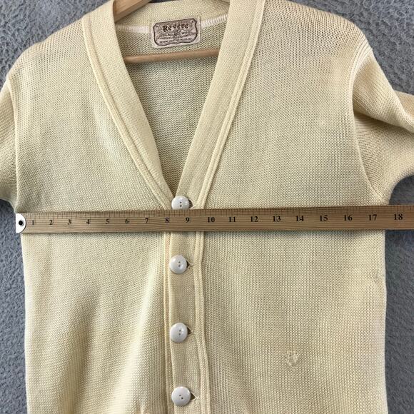 Vintage Revere Cardigan Sweater Wool Cream Grandpa Grunge Kurt Cobain S - Picture 7 of 8